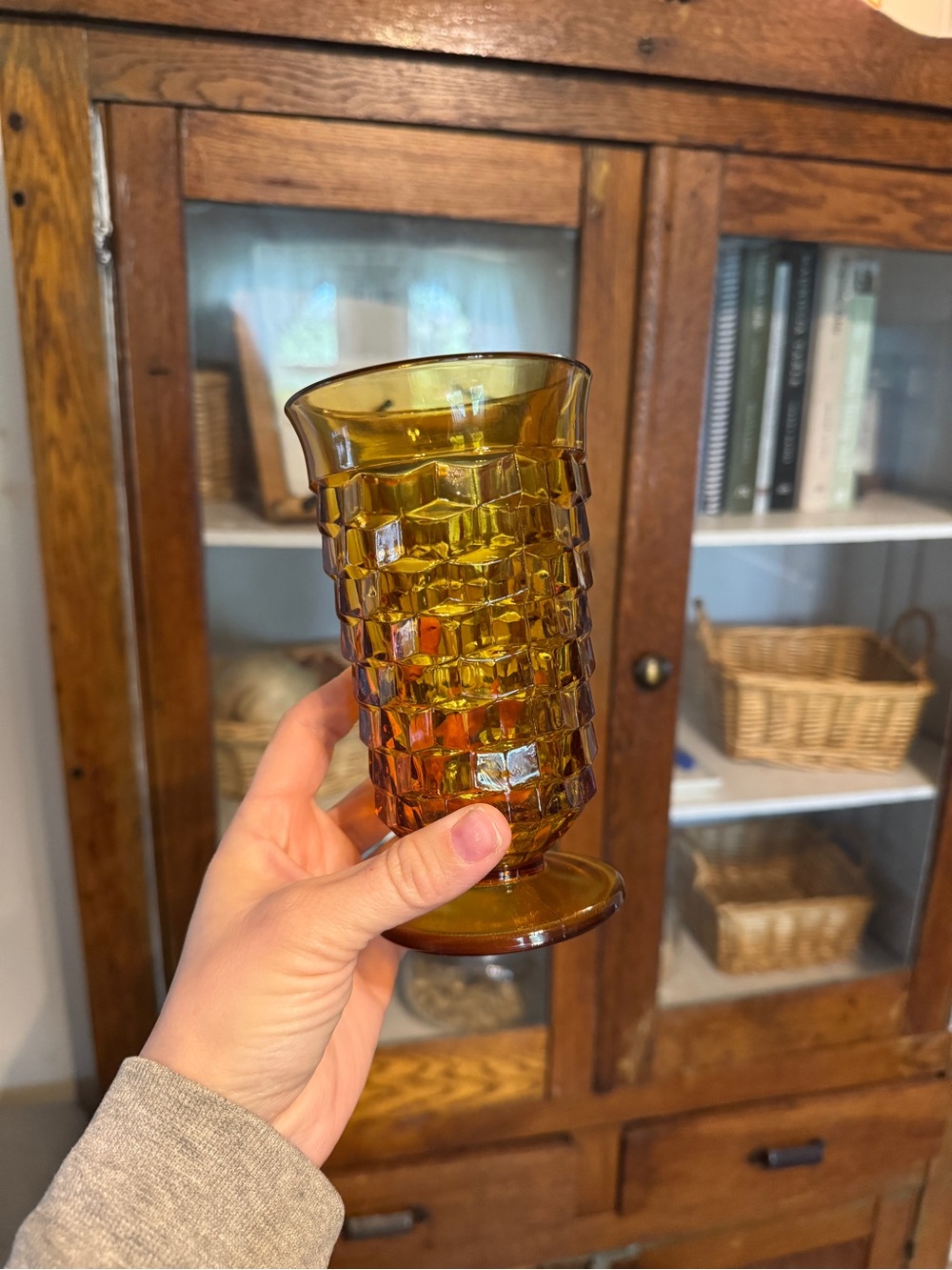 Indiana Glass Amber Textured Glass Tumbler